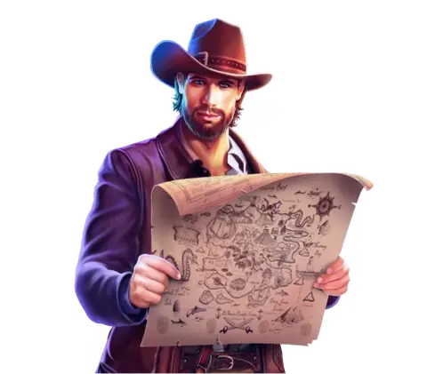 Treasure hunter holding a map